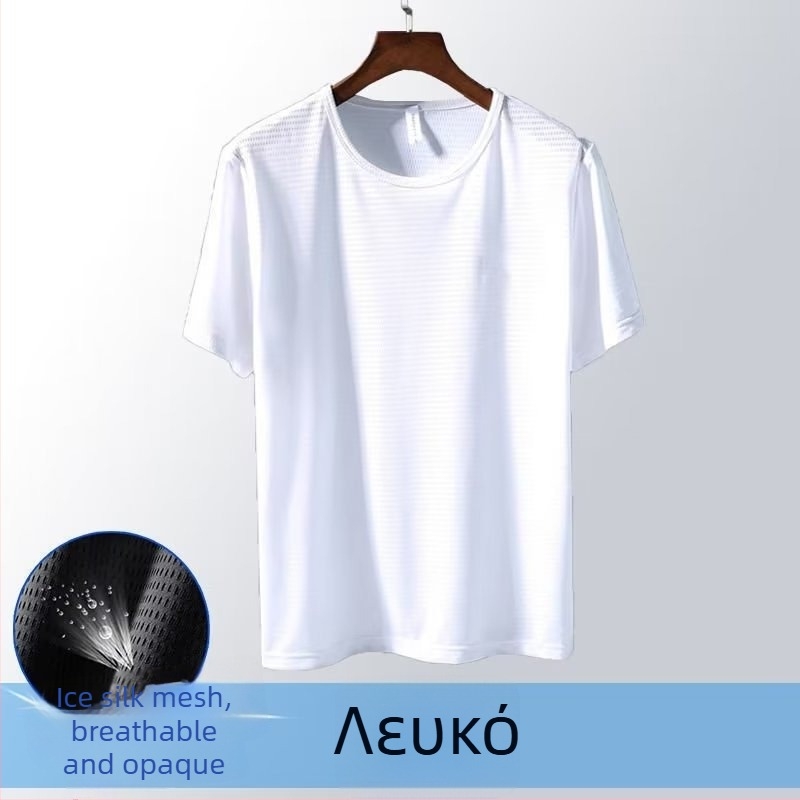 Ανδρικό καλοκαιρινό T‑shirt με Ice Mesh, διαπνέον, γρήγορο στέγνωμα, άνετη γραμμή, casual αθλητικό T‑shirt