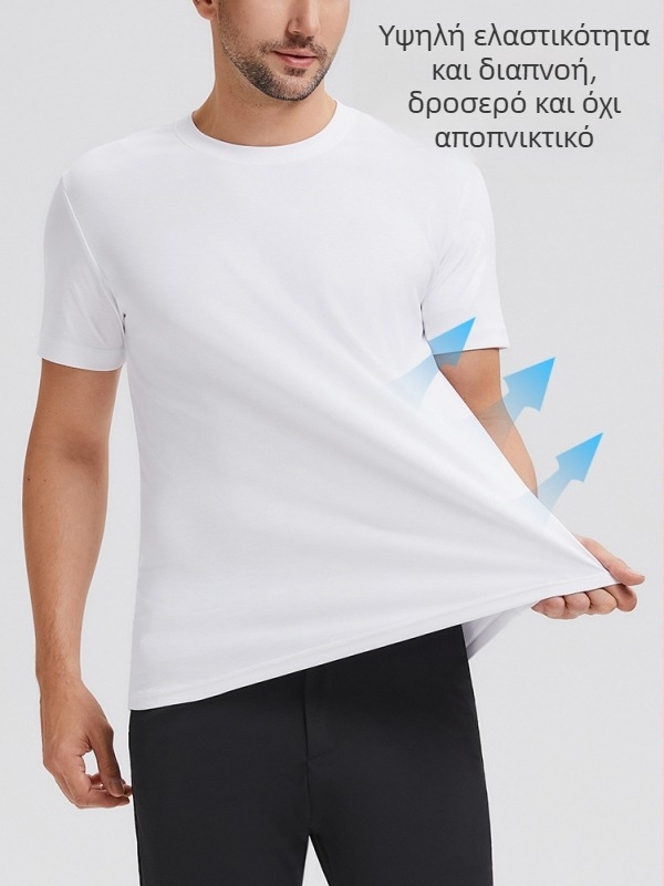 Caijue 200 g βαμβάκι μακρών ινών, τριπλής προστασίας αθλητικό κοντομάνικο T‑shirt για άνδρες, αντιβακτηριακό, λευκό, 100% βαμβάκι