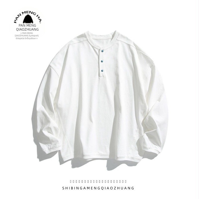 A Meng ανδρικό polo με Henley γιακά, σε αμερικανικό στυλ, χαλαρή γραμμή, για άνοιξη και φθινόπωρο