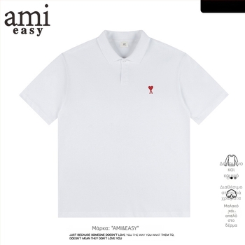 AMI&EASY Ανδρικό πόλο με κέντημα καρδιάς σε αμερικάνικο στυλ, καλοκαιρινό casual πουκάμισο, ευέλικτο για νέους