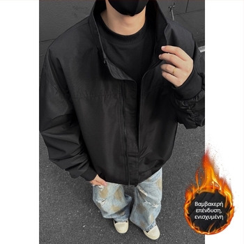 Αμερικανικό ρετρό bomber τζάκετ για άνδρες, κομψή γραμμή, premium κοντό βαμβακερό επενδεδυμένο μπουφάν με παχιά μόνωση