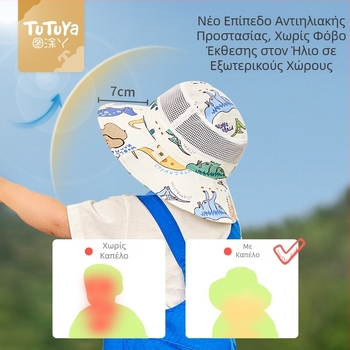 Tu tu ya παιδικό καπέλο ήλιου με φαρδύ γείσο, unisex, στυλ ψαρά, για παιδιά 1–4 ετών, κέντημα Jacquard, βαμβακερό