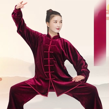 Unisex σετ Tai Chi με επένδυση από χρυσό βελούδο, ενισχυμένο για φθινοπωρινή-χειμερινή προπόνηση