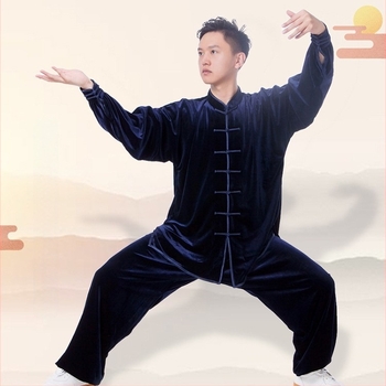 Unisex σετ Tai Chi με επένδυση από χρυσό βελούδο, ενισχυμένο για φθινοπωρινή-χειμερινή προπόνηση