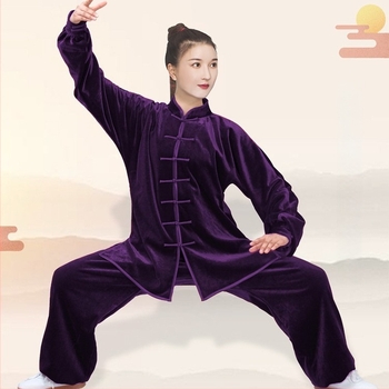 Unisex σετ Tai Chi με επένδυση από χρυσό βελούδο, ενισχυμένο για φθινοπωρινή-χειμερινή προπόνηση