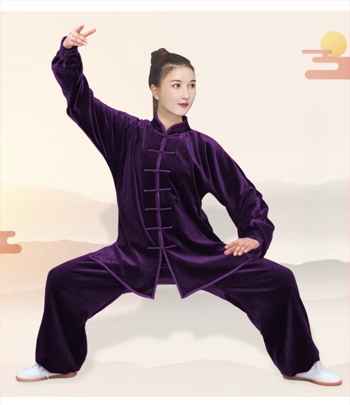 Unisex σετ Tai Chi με επένδυση από χρυσό βελούδο, ενισχυμένο για φθινοπωρινή-χειμερινή προπόνηση