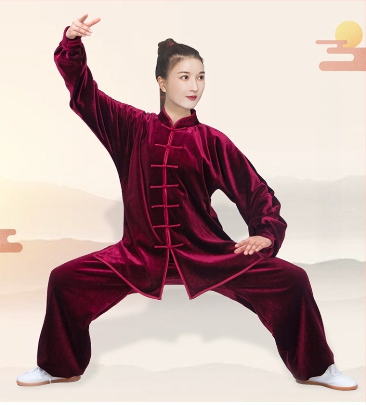Unisex σετ Tai Chi με επένδυση από χρυσό βελούδο, ενισχυμένο για φθινοπωρινή-χειμερινή προπόνηση
