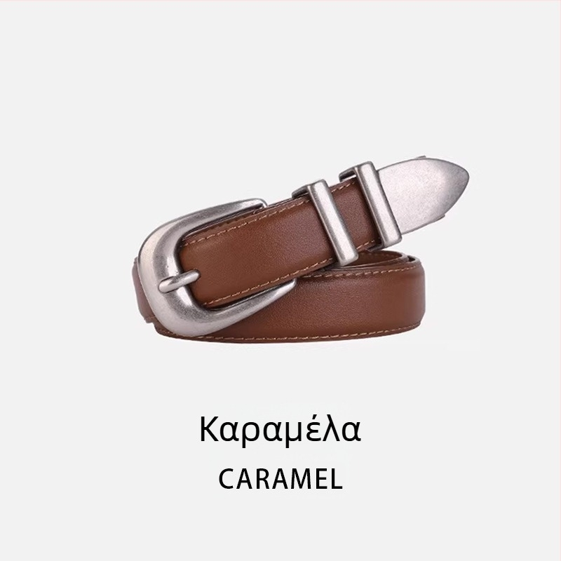 Γυναικεία ζώνη PU με αγκράφα με καρφί, μοντέρνο αξεσουάρ για παλτά και τζιν, μήκος 105 εκ, πλάτος 2–4 εκ, μοντέλο 2026