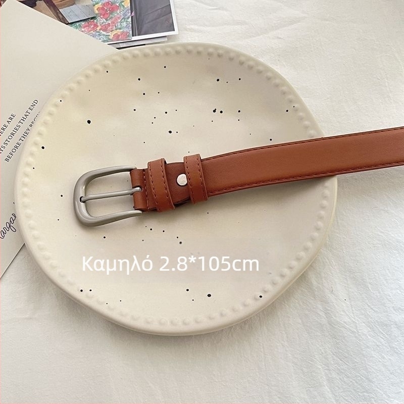 Ζώνη vintage μόδας για άνδρες και γυναίκες για τζίν, με μινιμαλιστική πόρπη καρφιού, κορεατικού στυλ