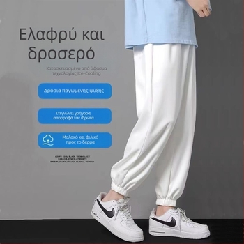 Ανδρικά σπορ παντελόνια, φαρδιά γραμμή, μήκος 3/4, ελαστική μέση, χωρίς ζώνη, κλείσιμο με κορδόνι, πολυεστέρας, μονόχρωμα, καθημερινά