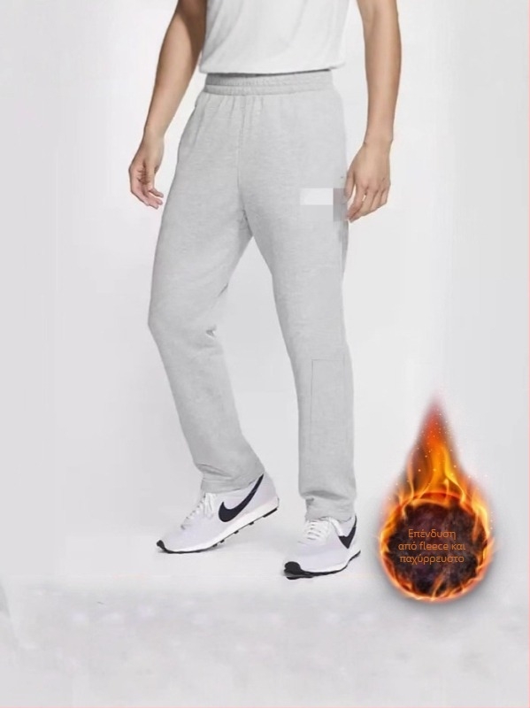 Ανδρικά χειμερινά jogger παντελόνια με κεντημένο μικρό λογότυπο, χαλαρή εφαρμογή, φλις επένδυση, τελείωμα με μανσέτα, μοντέλο 2708