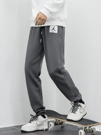 Ανδρικοί joggers από terry βαμβάκι, φαρδιά γραμμή, με κορδόνι στη μέση, μανσέτες στους αστραγάλους, άνοιξη-φθινοπωρο
