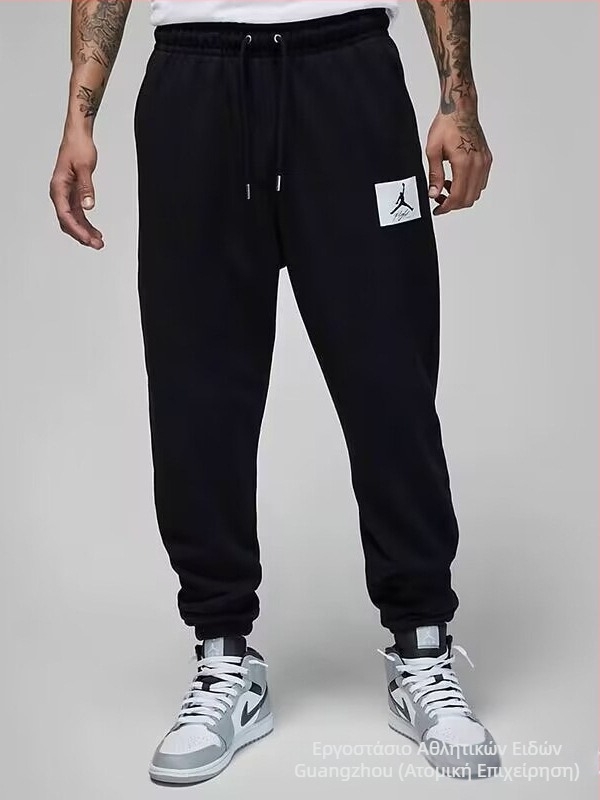 Ανδρικοί joggers από terry βαμβάκι, φαρδιά γραμμή, με κορδόνι στη μέση, μανσέτες στους αστραγάλους, άνοιξη-φθινοπωρο