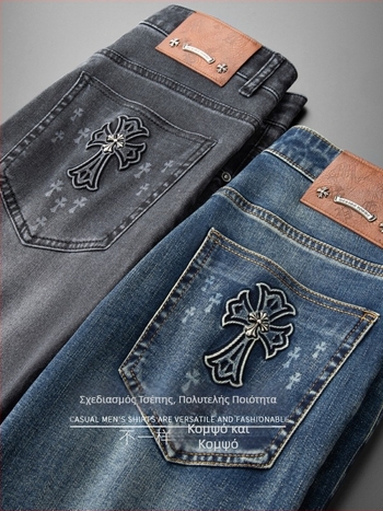 Ανδρικά τζιν slim-fit για άνοιξη-καλοκαίρι, ευρωπαϊκό ρετρό στυλ, ελαφρύ ντένιμ, μεσαίας μέσης, φερμουάρ, λεπτομέρειες στις τσέπες, μικροελαστικότητα