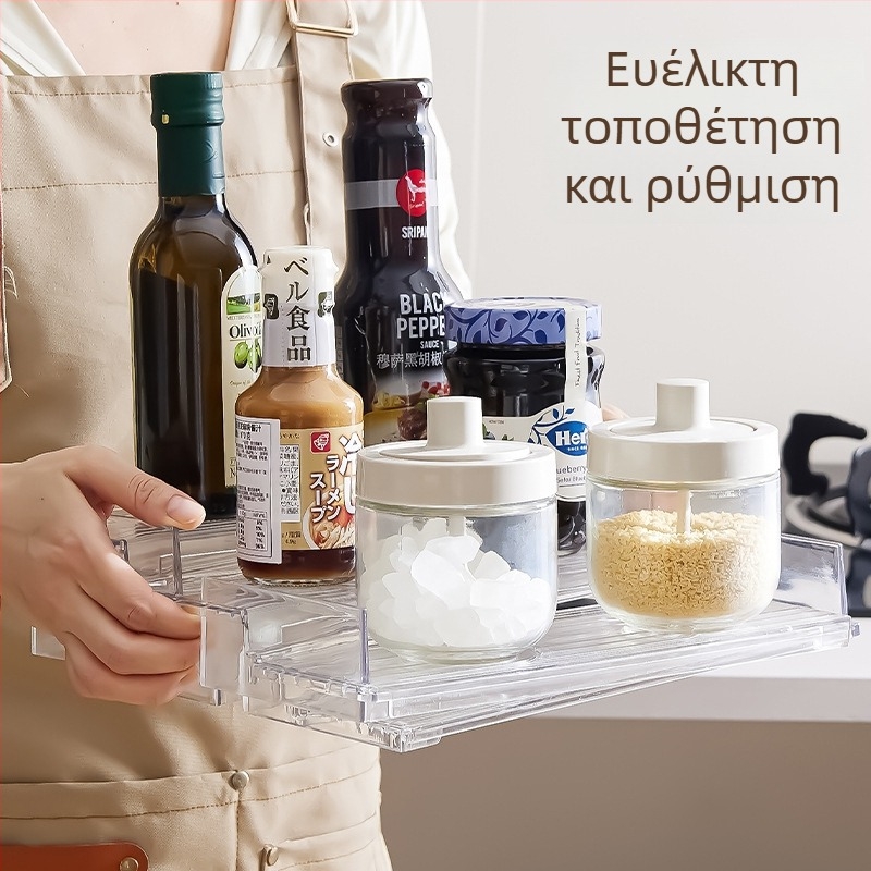 Ακρυλική σκάλα κουζίνας για μπουκαλάκια μπαχαρικών και αρωμάτων, οργάνωση καλλυντικών κομοδίνου, τηλεσκοπικός, ελαφρύς πολυτελής