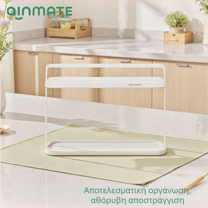 Διπλού επιπέδου ράφι μπαχαρικών χωρίς διάτρηση, οργανωτής για αλάτι, ξίδι και λάδι, κουζίνας με απόστραγγιση