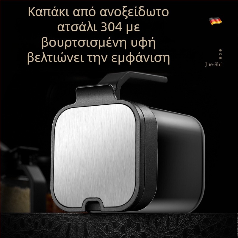 Σετ γυάλινών δοχείων μπαχαρικών 304 με λαβές, δοχεία για αλάτι και μπαχάρια, κουταλάκι, αεροστεγής αποθήκευση