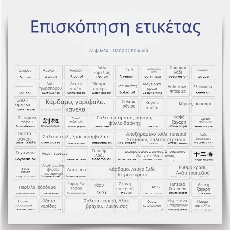 Ετικέτες Sakura κουζίνας για καρυκεύματα – ετικέτες αλατιού, σάλτσας και ξιδιού, αδιάβροχες και ανθεκτικές στα έλαια, κατηγοριοποίηση σαλτσών και ξιδιού, λαμπερές λευκές αυτοκόλλητες ετικέτες