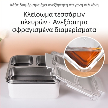 Διπλού επιπέδου κουτί γεύματος από ανοξείδωτο χάλυβα 304, ορθογώνιο, με καπάκι, αεροστεγές, 800-1000 ml