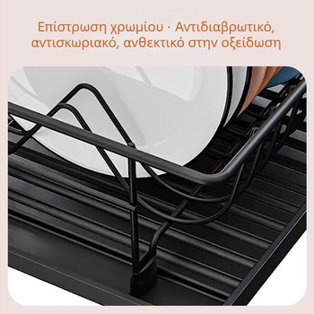 Μονόστρωτο ράφι αποστράγγισης πιάτων και ποτηριών για πάγκο κουζίνας