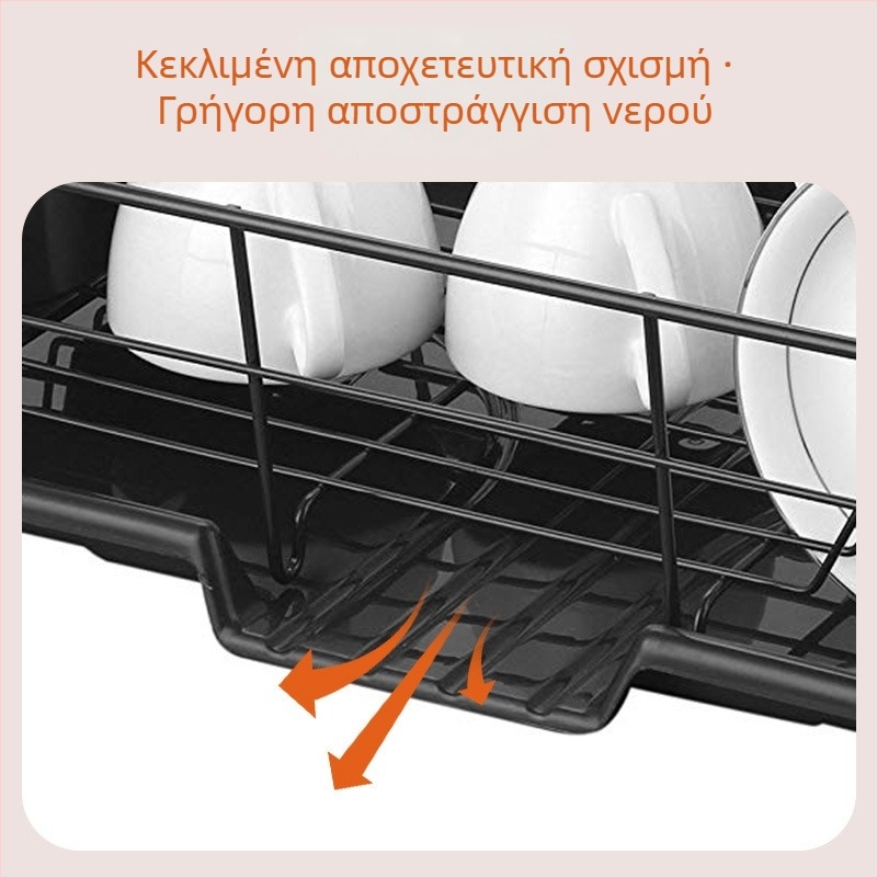 Μονόστρωτο ράφι αποστράγγισης πιάτων και ποτηριών για πάγκο κουζίνας