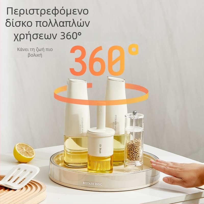360° περιστρεφόμενος ράφι μπαχαρικών για κουζίνα, πολυλειτουργικός δίσκος για σάλτσες και ξίδι, επιτραπέζιος οργανωτής