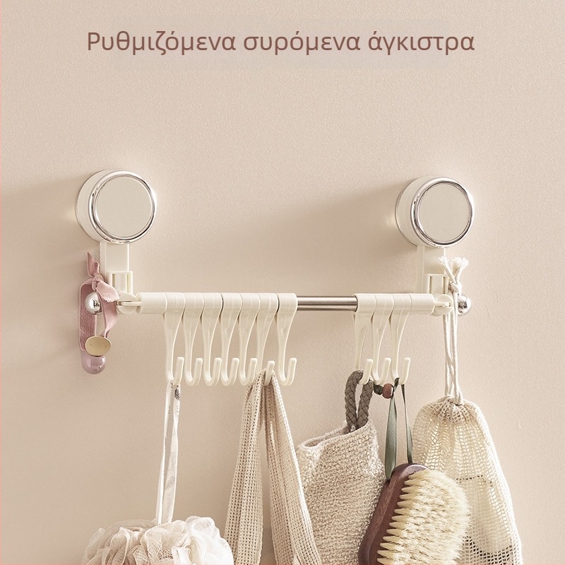 Άγκιστρα κουζίνας με βεντούζα, σειρά περιστρεφόμενων γάντζων χωρίς τρύπες, κρεμάστρα για κουτάλες και σπατουλέs χωρίς ίχνη