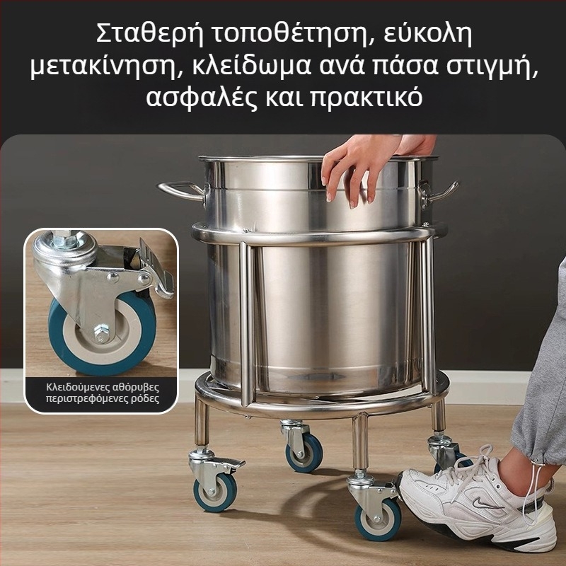 Βάση από ανοξείδωτο ατσάλι για εμπορικό κουβά σούπας με μόνωση, τρίποδη βάση με ρόδες για κουζίνα