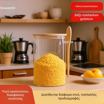 Γυάλινο βάζο αποθήκευσης τσαγιού, ζάχαρης και αλατιού, σφραγιζόμενο, φορητό, 1200 ml
