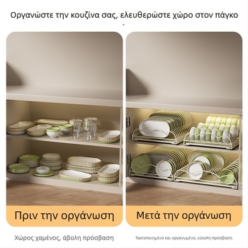 Αποστραγγιστικό ράφι για ντουλάπι κουζίνας, συρόμενο χωρίς εγκατάσταση, ράφι για μπολ