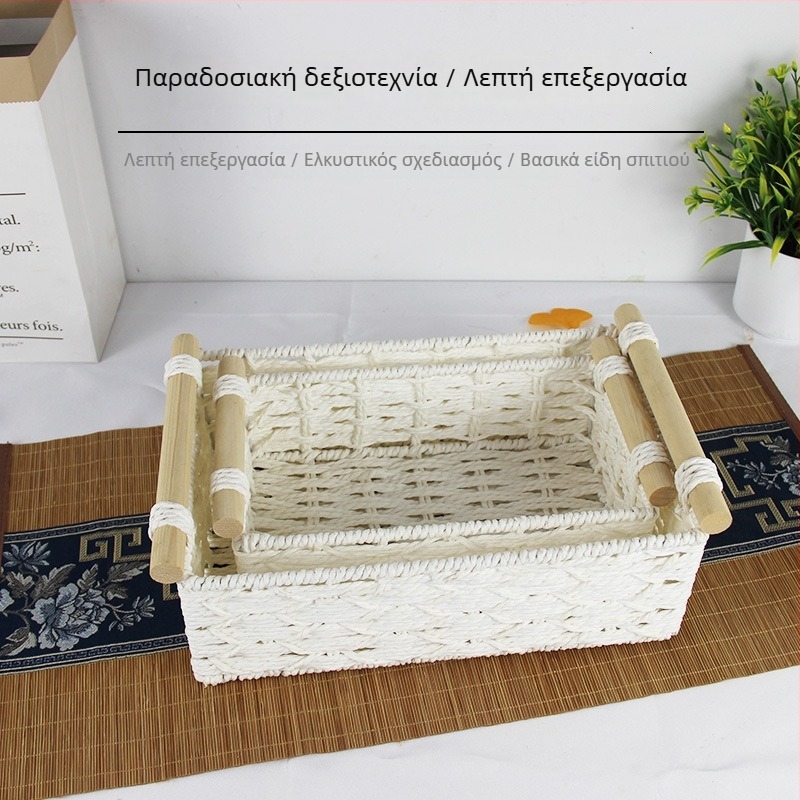 Πλεκτό καλάθι αποθήκευσης σε ευρωπαϊκό στυλ από βαμβακερό σκοινί, επιτραπέζιος οργανωτής για σνακ, κλειδιά, καλλυντικά και μικροαντικείμενα