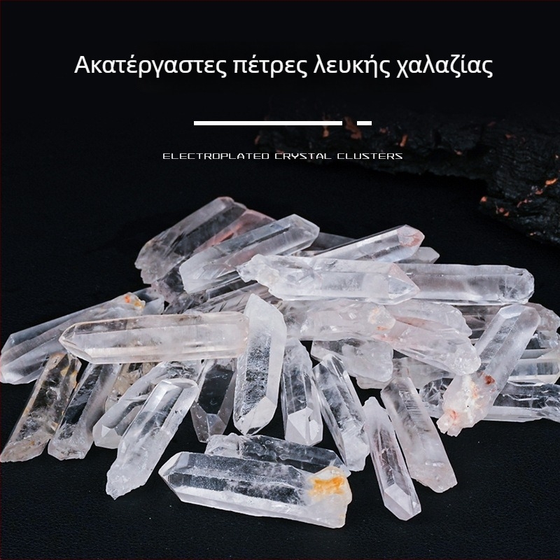 Φυσικός λευκός κρύσταλλος με εξαγωνικό πρίσμα — μονόκρυστος κρύσταλλος σε λωρίδα και κρυσταλλική στήλη, χειροποίητο διακοσμητικό λίθο