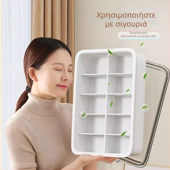 Κουτί αποθήκευσης εσωρούχων με συρτάρι και διαφανές καπάκι, διαμερίσματα για σουτιέν, εσώρουχα και κάλτσες