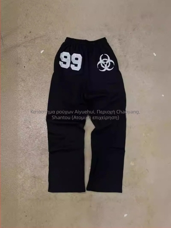 Ανδρικά βαμβακερά ευρύχωρα παντελόνια casual με εκτύπωση Y2K σε στυλ χιπ-χοπ