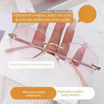 Γυναικεία γυαλιά ανάγνωσης χωρίς πλαίσιο με αντί-μπλε φως – μοντέρνο στυλ για γυναίκες μέσης ηλικίας και ηλικιωμένες