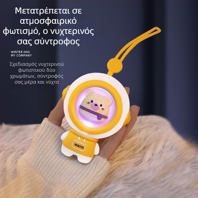 Θερμαντήρας χεριών με θέμα Αστροναύτης, USB φόρτιση, χαριτωμένο κατοικίδιο, χειμερινό δώρο φοιτητών, θερμαντικό με ατμοσφαιρικό φωτισμό
