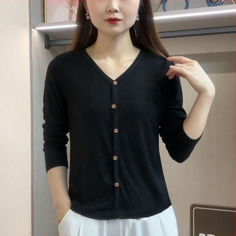Γυναικείο μακρυμάνικο T-shirt από ice silk, λεπτή γραμμή που σμιλεύει τη σιλουέτα, ελαφρύ και διαπνέον