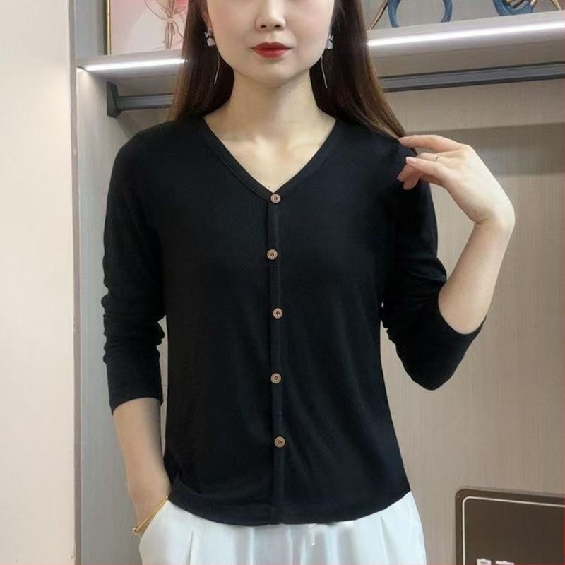Γυναικείο μακρυμάνικο T-shirt από ice silk, λεπτή γραμμή που σμιλεύει τη σιλουέτα, ελαφρύ και διαπνέον