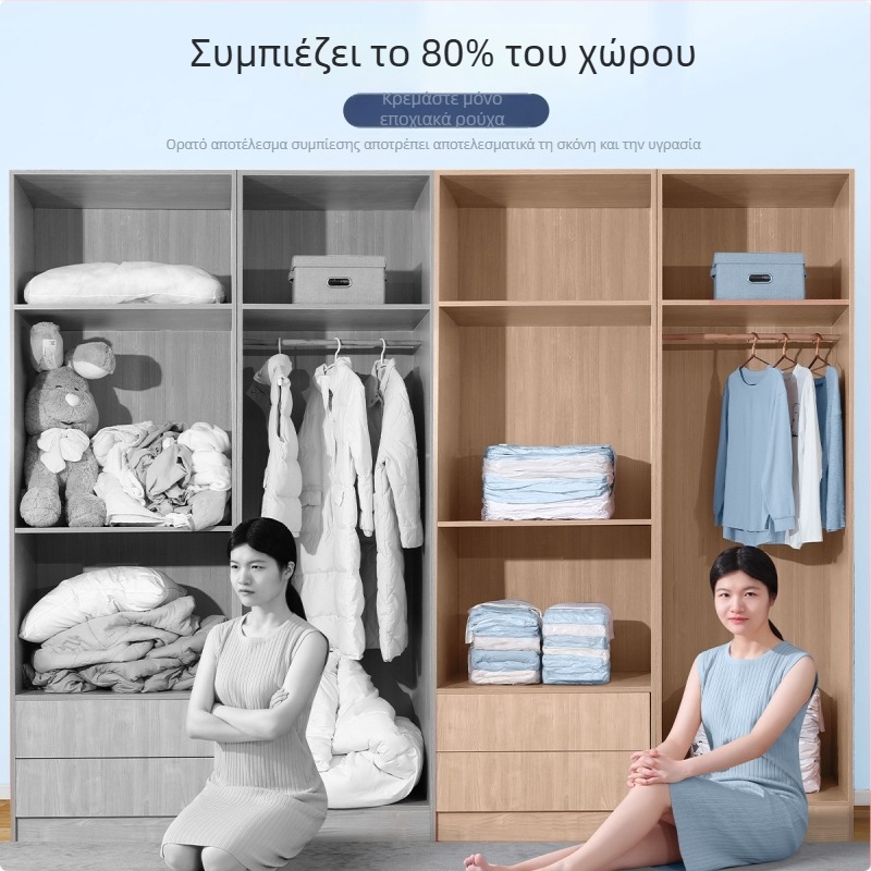 Σακούλες κενού για συμπίεση και αποθήκευση κουβερτών, ρούχων και κλινοσκεπασμάτων με ηλεκτρική αντλία