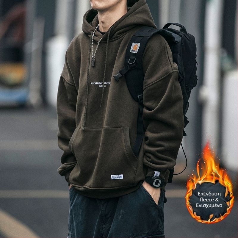 Ανδρικό hoodie σε αμερικανικό ρετρό στυλ, 2023 μοντέλο, ελαφρύ και χαλαρή γραμμή, καθημερινό streetwear πανωφόρι