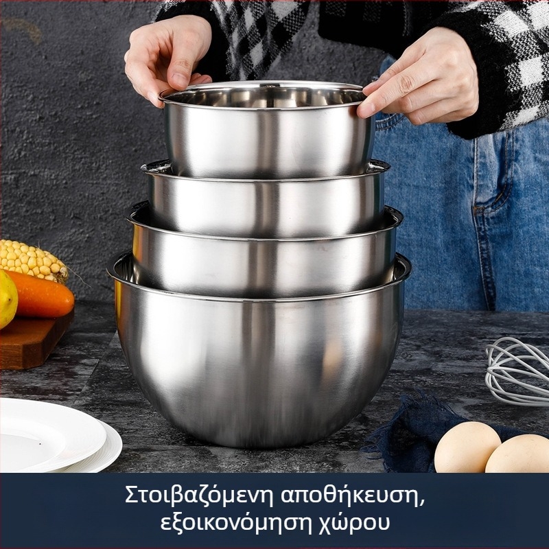 Κύπελλο από ανοξείδωτο ατσάλι 304 για χτύπημα αυγών, με κλίμακα μέτρησης, μπολ σαλάτας, μπολ ανάμειξης και ζυμώματος, μεγάλο μέγεθος