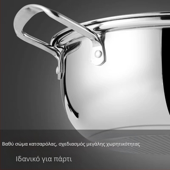 Ανοξείδωτη κατσαρόλα για μαγείρεμα, χωρητικότητας 4,1–6 L, μη κολλητικό, κατάλληλη για οικιακή και επαγγελματική χρήση, συμβατή με γκάζι και επαγωγή