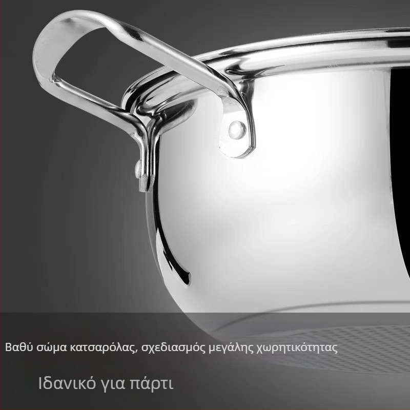 Ανοξείδωτη κατσαρόλα για μαγείρεμα, χωρητικότητας 4,1–6 L, μη κολλητικό, κατάλληλη για οικιακή και επαγγελματική χρήση, συμβατή με γκάζι και επαγωγή