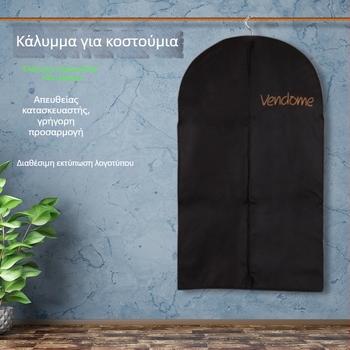Κάλυμμα σκόνης από μη υφαντό ύφασμα για κοστούμι, κρεμάμενο με φερμουάρ, οικιακή χρήση, προστασία από σκόνη και υγρασία
