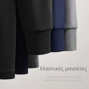 Ανδρικό σετ θερμικών εσωρούχων από 100% βαμβάκι για φθινόπωρο – ελαφριά μακρυμάνικη μπλούζα και παντελόνια