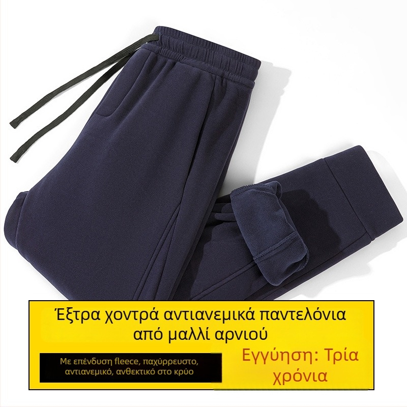 Ανδρικοί χειμερινοί παντελόνες με επένδυση φλίς, ίσιο κόψιμο, casual αθλητικά, ζεστά και ανθεκτικά στον άνεμο