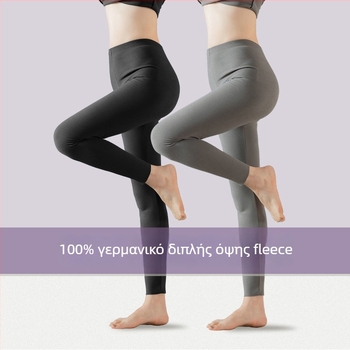 Γυναικείες ζεστές παντελόνες με fleece επένδυση, ψηλή μέση, De Velvet 280g ύφασμα