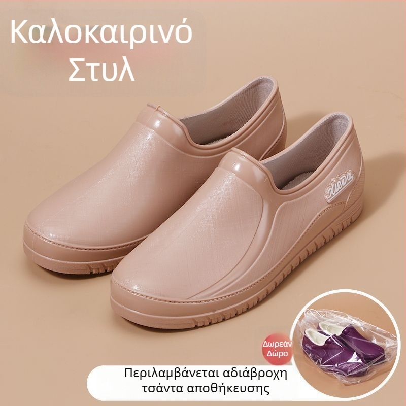 Γυναικείες κοντές γαλότσες βροχής με επένδυση fleece, αδιάβροχες και αντιολισθητικές για άνοιξη και φθινόπωρο.