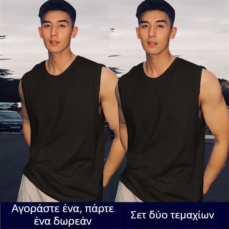 Ανδρικό αμάνικο τοπ για αθλήματα - στρογγυλός λαιμός