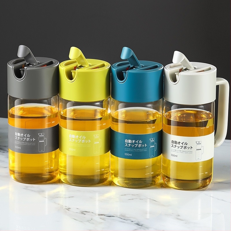 LISSA γυάλινο μπουκάλι λαδιού, 550 ml, μη διαρροή, με λειτουργία βαρύτητας - αυτόματο άνοιγμα/κλείσιμο